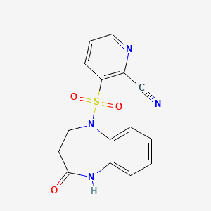 molecular formula C15H12N4O3S B2726818 3-[(4-oxo-2,3,4,5-tetrahydro-1H-1,5-benzodiazepin-1-yl)sulfonyl]pyridine-2-carbonitrile CAS No. 1825679-61-5