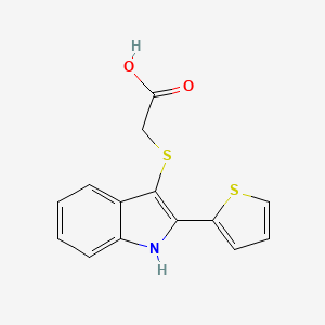 molecular formula C14H11NO2S2 B2726821 2-{[2-(thiophen-2-yl)-1H-indol-3-yl]sulfanyl}acetic acid CAS No. 312504-97-5