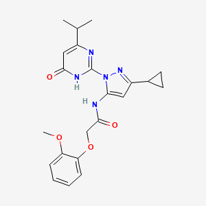 molecular formula C22H25N5O4 B2726822 N-(3-环丙基-1-(4-异丙基-6-氧代-1,6-二氢嘧啶-2-基)-1H-吡唑-5-基)-2-(2-甲氧基苯氧基)乙酰胺 CAS No. 1219844-25-3