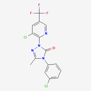 molecular formula C15H9Cl2F3N4O B2726839 4-(3-chlorophenyl)-2-[3-chloro-5-(trifluoromethyl)-2-pyridinyl]-5-methyl-2,4-dihydro-3H-1,2,4-triazol-3-one CAS No. 860786-38-5