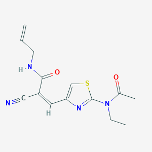 molecular formula C14H16N4O2S B2726841 (Z)-3-[2-[乙酰(乙基)氨基]-1,3-噻唑-4-基]-2-氰基-N-丙-2-烯基丙-2-烯酰胺 CAS No. 1259234-17-7