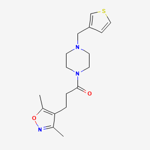 molecular formula C17H23N3O2S B2726842 3-(3,5-二甲基异噁唑-4-基)-1-(4-(噻吩-3-基甲基)哌嗪-1-基)丙酮 CAS No. 1197609-44-1