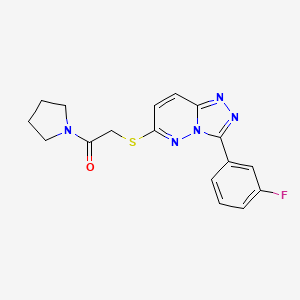 molecular formula C17H16FN5OS B2726847 2-((3-(3-Fluorophenyl)-[1,2,4]triazolo[4,3-b]pyridazin-6-yl)thio)-1-(pyrrolidin-1-yl)ethanone CAS No. 852374-44-8