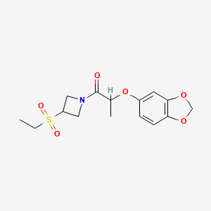 molecular formula C15H19NO6S B2726857 2-(Benzo[d][1,3]dioxol-5-yloxy)-1-(3-(ethylsulfonyl)azetidin-1-yl)propan-1-one CAS No. 2034473-32-8