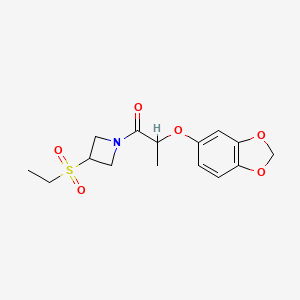 molecular formula C15H19NO6S B2726857 2-(苯并[d][1,3]二噁嗪-5-氧基)-1-(3-(乙基磺基)氮杂环丁-1-基)丙酮 CAS No. 2034473-32-8