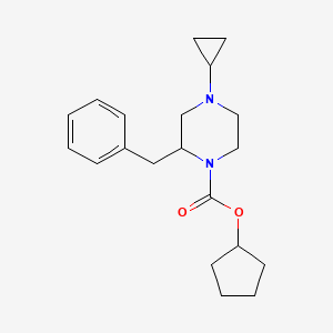 molecular formula C20H28N2O2 B2726860 Cyclopentyl 2-benzyl-4-cyclopropylpiperazine-1-carboxylate CAS No. 1421462-10-3