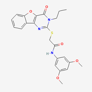 molecular formula C23H23N3O5S B2726871 N-(3,5-二甲氧基苯基)-2-[(4-氧代-3-丙基-3,4-二氢[1]苯并呋喃[3,2-d]嘧啶-2-基)硫基]乙酰胺 CAS No. 900003-92-1