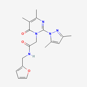 molecular formula C18H21N5O3 B2726873 2-(2-(3,5-二甲基-1H-吡唑-1-基)-4,5-二甲基-6-氧代嘧啶-1(6H)-基)-N-(呋喃-2-基甲基)乙酰胺 CAS No. 1002219-06-8
