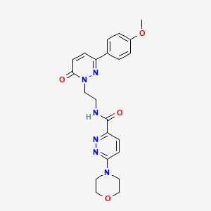 molecular formula C22H24N6O4 B2726877 N-(2-(3-(4-甲氧苯基)-6-氧代吡啶-1(6H)-基)乙基)-6-吗啉基吡啶并[3-甲酸酰胺 CAS No. 1396790-85-4