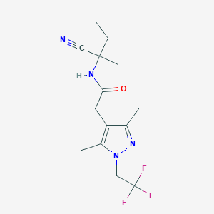 molecular formula C14H19F3N4O B2726878 N-(2-Cyanobutan-2-yl)-2-[3,5-dimethyl-1-(2,2,2-trifluoroethyl)pyrazol-4-yl]acetamide CAS No. 1465379-42-3