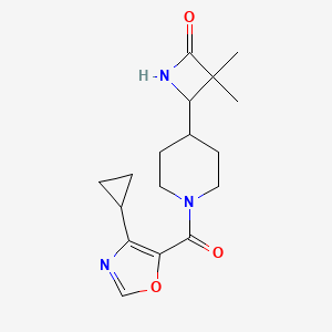 molecular formula C17H23N3O3 B2726880 4-[1-(4-Cyclopropyl-1,3-oxazole-5-carbonyl)piperidin-4-yl]-3,3-dimethylazetidin-2-one CAS No. 1954089-36-1