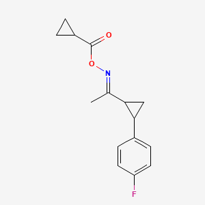 molecular formula C15H16FNO2 B2726901 1-(2-{[(Cyclopropylcarbonyl)oxy]ethanimidoyl}cyclopropyl)-4-fluorobenzene CAS No. 338401-22-2