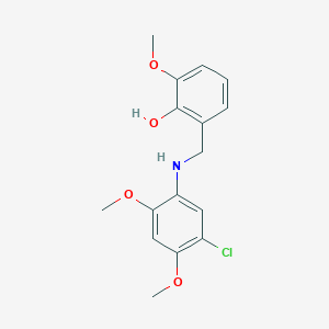 molecular formula C16H18ClNO4 B2726905 2-{[(5-Chloro-2,4-dimethoxyphenyl)amino]methyl}-6-methoxyphenol CAS No. 196938-27-9