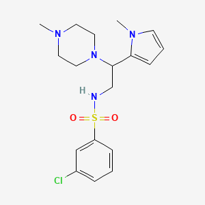 molecular formula C18H25ClN4O2S B2726907 3-chloro-N-(2-(1-methyl-1H-pyrrol-2-yl)-2-(4-methylpiperazin-1-yl)ethyl)benzenesulfonamide CAS No. 1049419-63-7