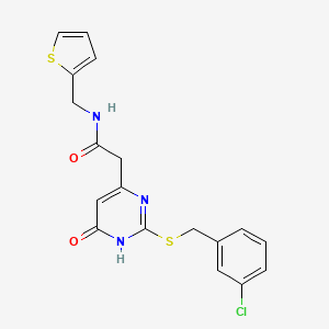 2-(2-((3-chlorobenzyl)thio)-6-oxo-1,6-dihydropyrimidin-4-yl)-N-(thiophen-2-ylmethyl)acetamide
