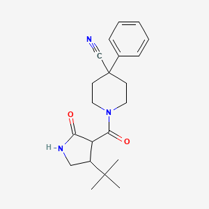 molecular formula C21H27N3O2 B2726915 1-(4-Tert-butyl-2-oxopyrrolidine-3-carbonyl)-4-phenylpiperidine-4-carbonitrile CAS No. 2097894-38-5
