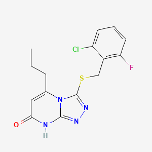 molecular formula C15H14ClFN4OS B2726921 3-((2-chloro-6-fluorobenzyl)thio)-5-propyl-[1,2,4]triazolo[4,3-a]pyrimidin-7(8H)-one CAS No. 891126-99-1