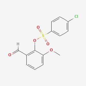 molecular formula C14H11ClO5S B2726934 2-Formyl-6-methoxyphenyl 4-chlorobenzenesulfonate CAS No. 431939-69-4