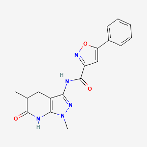molecular formula C18H17N5O3 B2726936 N-(1,5-dimethyl-6-oxo-4,5,6,7-tetrahydro-1H-pyrazolo[3,4-b]pyridin-3-yl)-5-phenylisoxazole-3-carboxamide CAS No. 1170400-48-2
