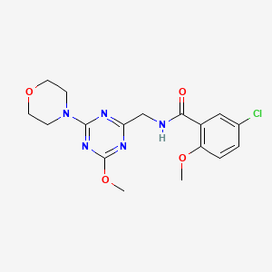 molecular formula C17H20ClN5O4 B2726938 5-chloro-2-methoxy-N-((4-methoxy-6-morpholino-1,3,5-triazin-2-yl)methyl)benzamide CAS No. 2034516-36-2