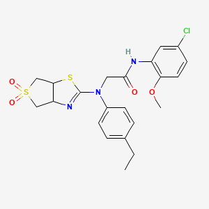 molecular formula C22H24ClN3O4S2 B2726940 N-(5-chloro-2-methoxyphenyl)-2-((5,5-dioxido-3a,4,6,6a-tetrahydrothieno[3,4-d]thiazol-2-yl)(4-ethylphenyl)amino)acetamide CAS No. 866847-69-0