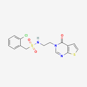 molecular formula C15H14ClN3O3S2 B2726950 1-(2-chlorophenyl)-N-(2-(4-oxothieno[2,3-d]pyrimidin-3(4H)-yl)ethyl)methanesulfonamide CAS No. 1903382-77-3