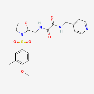 molecular formula C20H24N4O6S B2726960 N1-((3-((4-methoxy-3-methylphenyl)sulfonyl)oxazolidin-2-yl)methyl)-N2-(pyridin-4-ylmethyl)oxalamide CAS No. 874804-50-9