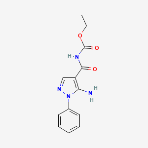 molecular formula C13H14N4O3 B2726968 ethyl N-[(3-imino-2-phenyl-2,3-dihydro-1H-pyrazol-4-yl)carbonyl]carbamate CAS No. 477853-59-1