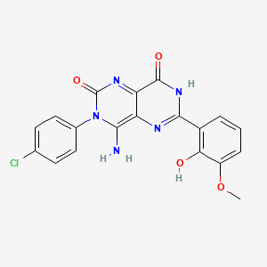 3-(4-Chlorophenyl)-6-(2-hydroxy-3-methoxyphenyl)-4-imino-1,3,7-trihydro-5,7-diazaquinazoline-2,8-dione