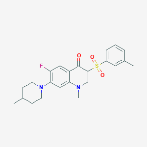 molecular formula C23H25FN2O3S B2726977 6-fluoro-1-methyl-7-(4-methylpiperidin-1-yl)-3-(m-tolylsulfonyl)quinolin-4(1H)-one CAS No. 892783-11-8