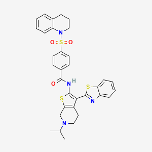 molecular formula C33H32N4O3S3 B2726978 N-(3-(苯并[d]噻唑-2-基)-6-异丙基-4,5,6,7-四氢噻吩[2,3-c]嘧啶-2-基)-4-((3,4-二氢喹啉-1(2H)-基)磺酰)苯甲酰胺 CAS No. 524706-61-4