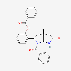 molecular formula C27H24N2O4 B2726997 2-[(3aR)-1-benzoyl-3a-methyl-5-oxooctahydropyrrolo[2,3-b]pyrrol-2-yl]phenyl benzenecarboxylate CAS No. 956731-14-9