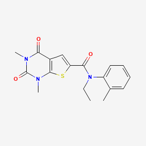 molecular formula C18H19N3O3S B2727009 N-ethyl-1,3-dimethyl-N-(2-methylphenyl)-2,4-dioxo-1,2,3,4-tetrahydrothieno[2,3-d]pyrimidine-6-carboxamide CAS No. 946257-52-9