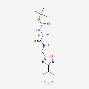 tert-butyl (1-oxo-1-(((3-(tetrahydro-2H-thiopyran-4-yl)-1,2,4-oxadiazol-5-yl)methyl)amino)propan-2-yl)carbamate