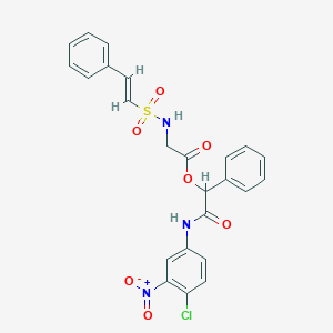 molecular formula C24H20ClN3O7S B2727017 [2-(4-chloro-3-nitroanilino)-2-oxo-1-phenylethyl] 2-[[(E)-2-phenylethenyl]sulfonylamino]acetate CAS No. 852914-84-2