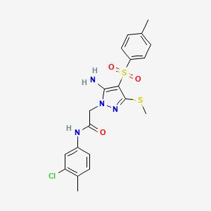 molecular formula C20H21ClN4O3S2 B2727024 2-(5-amino-3-(methylthio)-4-tosyl-1H-pyrazol-1-yl)-N-(3-chloro-4-methylphenyl)acetamide CAS No. 1019097-92-7