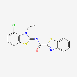 molecular formula C17H12ClN3OS2 B2727034 (E)-N-(4-chloro-3-ethylbenzo[d]thiazol-2(3H)-ylidene)benzo[d]thiazole-2-carboxamide CAS No. 865545-53-5
