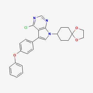 molecular formula C26H24ClN3O3 B2727035 4-氯-5-(4-苯氧基苯基)-7-(1,4-二氧杂螺[4.5]癸烷-8-基)-7H-吡咯并[2,3-d]嘧啶 CAS No. 490030-16-5