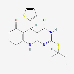 molecular formula C19H21N3O2S2 B2727039 2-(sec-butylthio)-5-(thiophen-2-yl)-7,8,9,10-tetrahydropyrimido[4,5-b]quinoline-4,6(3H,5H)-dione CAS No. 631853-84-4
