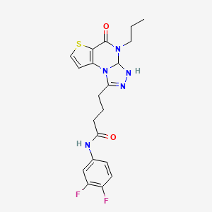 molecular formula C20H19F2N5O2S B2727059 N-(3,4-difluorophenyl)-4-{7-oxo-8-propyl-5-thia-1,8,10,11-tetraazatricyclo[7.3.0.0^{2,6}]dodeca-2(6),3,9,11-tetraen-12-yl}butanamide CAS No. 892777-40-1