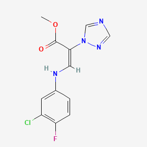 methyl (2E)-3-[(3-chloro-4-fluorophenyl)amino]-2-(1H-1,2,4-triazol-1-yl)prop-2-enoate