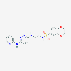 molecular formula C19H20N6O4S B2727075 N-(2-((6-(吡啶-2-基氨基)吡啶并[3,4-d]嘧啶-3-基)氨基)乙基)-2,3-二氢苯并[b][1,4]二氧杂环-6-磺酰胺 CAS No. 1021249-27-3