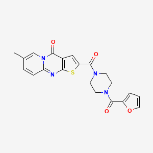 molecular formula C21H18N4O4S B2727078 2-(4-(furan-2-carbonyl)piperazine-1-carbonyl)-7-methyl-4H-pyrido[1,2-a]thieno[2,3-d]pyrimidin-4-one CAS No. 1021260-81-0