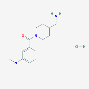molecular formula C15H24ClN3O B2727083 (3-{[4-(Aminomethyl)piperidin-1-yl]carbonyl}phenyl)dimethylamine hydrochloride CAS No. 1989628-55-8