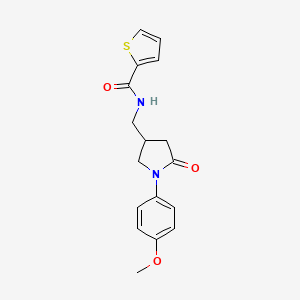 molecular formula C17H18N2O3S B2727096 N-((1-(4-methoxyphenyl)-5-oxopyrrolidin-3-yl)methyl)thiophene-2-carboxamide CAS No. 954629-05-1