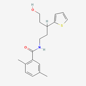 molecular formula C18H23NO2S B2727101 N-(5-hydroxy-3-(thiophen-2-yl)pentyl)-2,5-dimethylbenzamide CAS No. 2034585-91-4