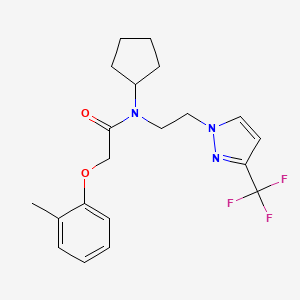 molecular formula C20H24F3N3O2 B2727127 N-cyclopentyl-2-(o-tolyloxy)-N-(2-(3-(trifluoromethyl)-1H-pyrazol-1-yl)ethyl)acetamide CAS No. 2034354-65-7