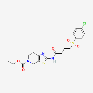 molecular formula C19H22ClN3O5S2 B2727135 ethyl 2-(4-((4-chlorophenyl)sulfonyl)butanamido)-6,7-dihydrothiazolo[5,4-c]pyridine-5(4H)-carboxylate CAS No. 923402-87-3