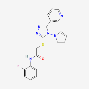 molecular formula C19H15FN6OS B2727137 N-(2-fluorophenyl)-2-{[5-(pyridin-3-yl)-4-(1H-pyrrol-1-yl)-4H-1,2,4-triazol-3-yl]sulfanyl}acetamide CAS No. 886931-24-4
