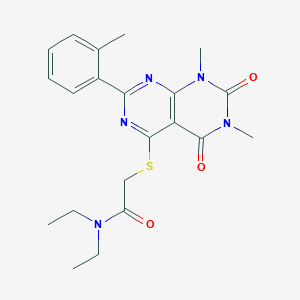 2-((6,8-dimethyl-5,7-dioxo-2-(o-tolyl)-5,6,7,8-tetrahydropyrimido[4,5-d]pyrimidin-4-yl)thio)-N,N-diethylacetamide